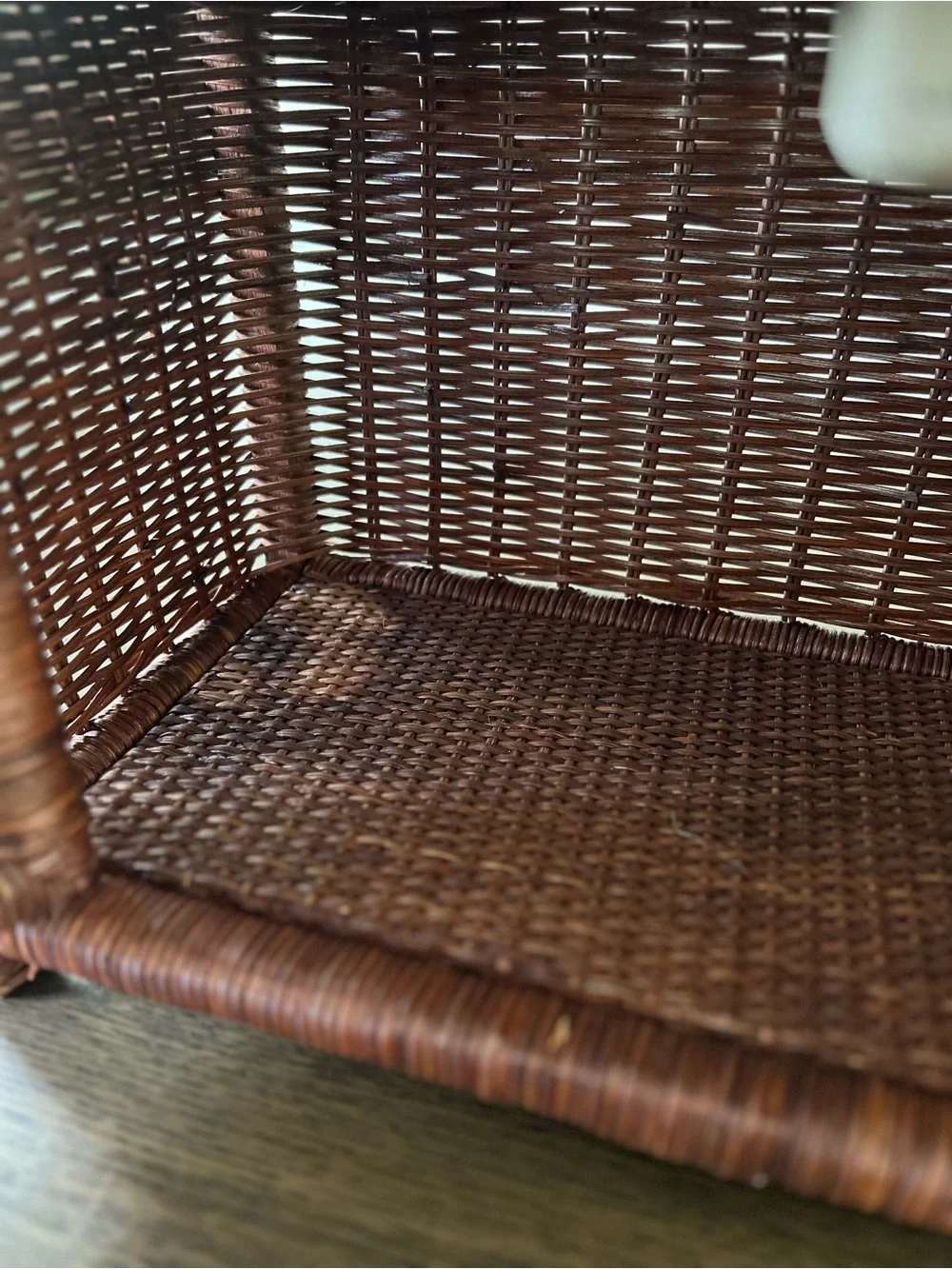 Vintage Brown Rattan Wicker Shelf Cabinet Charming Boho or Cottagecore Decor
